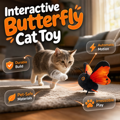 🦋🐱 Mozgásérzékelős Lebegő Macskajáték – Interaktív Rovaros Játékszer