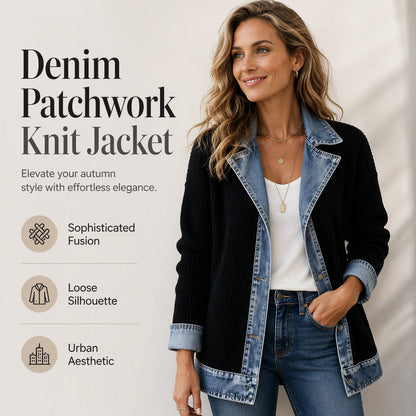 Gebreid Blazerjack met Denim Details