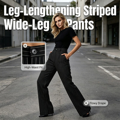 High-Waist Gestreepte Broek met Wijde Pijpen