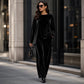 Tweedelige velours set met wijde broek voor dames