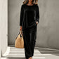 Tweedelige velours set met wijde broek voor dames