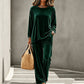 Tweedelige velours set met wijde broek voor dames