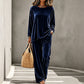 Tweedelige velours set met wijde broek voor dames