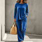 Tweedelige velours set met wijde broek voor dames