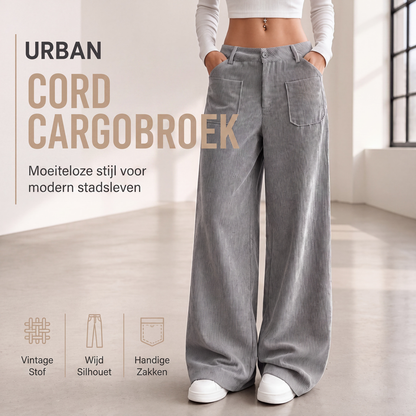 High-Waist Corduroy Cargobroek met Wijde Pijpen