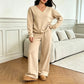 Tweedelige loungeset met V-hals en wijde broek