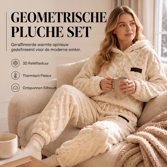 Pluchen Fleece Lounge Set met Capuchon en Reliëftextuur