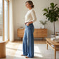 Vintage damesjeans met hoge taille en wijde pijpen