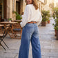 Vintage damesjeans met hoge taille en wijde pijpen