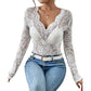 ✨ Nieuwe Elegantie ✨ Dames V-Hals Kanten Bloementop 👚 Verfijnde Look, Vrouwelijke Uitstraling & Comfortabele Pasvorm