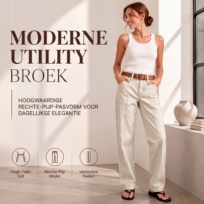 High-Waist Utility Broek met Rechte Pijpen