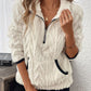 Zachte Fleece Trui met Kabelstructuur en Kwartrits
