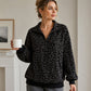 Luipaard Half-Zip Sweater met Opstaande Kraag