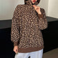Luipaard Half-Zip Sweater met Opstaande Kraag
