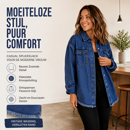 Oversized Denim Overhemd met Ruwe Zoom