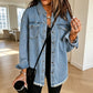 Oversized Denim Overhemd met Ruwe Zoom