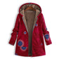Lange Jas met Bloemenprint, Capuchon en Ritssluiting