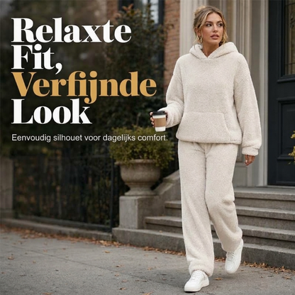 Zachte Teddy Lounge Set met Capuchon en Relaxte Broek