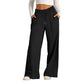 Comfortabele High-Waist Broek met Wijde Pijpen en Trekkoord