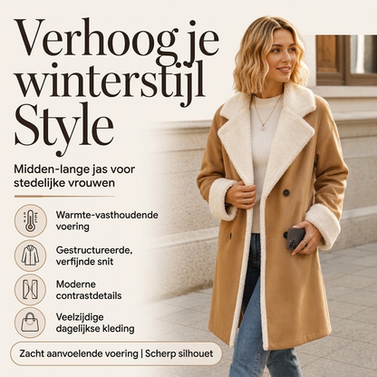 Elegante Lange Jas met Teddyvoering