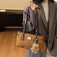 Vintage Schoudertas met Dubbele Handgrepen