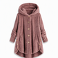 Pluchen Fleece Jas met Capuchon en Knoopsluiting