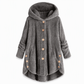 Pluchen Fleece Jas met Capuchon en Knoopsluiting