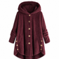 Pluchen Fleece Jas met Capuchon en Knoopsluiting