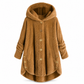 Pluchen Fleece Jas met Capuchon en Knoopsluiting