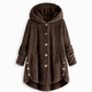 Pluchen Fleece Jas met Capuchon en Knoopsluiting