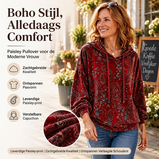 Boho Hoodie met Paisleyprint en Verstelbare Capuchon