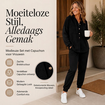 Casual 2-Delige Set met Capuchon en Knoopsluiting