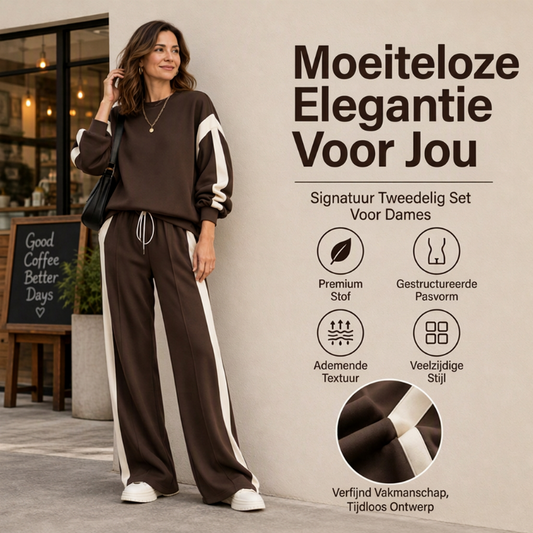 Casual 2-Delige Lounge Set met Contraststrepen en Wijde Pijpen