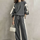 Casual 2-Delige Lounge Set met Contraststrepen en Wijde Pijpen