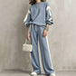 Casual 2-Delige Lounge Set met Contraststrepen en Wijde Pijpen