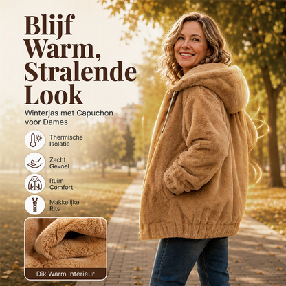Warme Pluche Jas met Capuchon en Ritssluiting