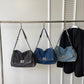 Vintage Denim Schoudertas met Kettingriem en Draaisluiting