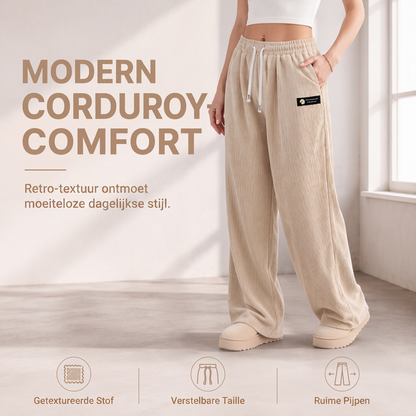 Comfortabele Corduroy Broek met Wijde Pijpen en Trekkoord