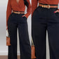 Elegante High-Waist Pantalon met Wijde Pijpen en Zijzakken