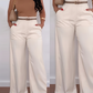Elegante High-Waist Pantalon met Wijde Pijpen en Zijzakken