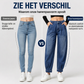 Casual Harem Jeans met Elastische Taille en Taps Toelopende Pijpen