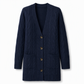 Lange Kabelgebreide Cardigan met Knoopsluiting en Grote Zakken