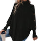 Kabelgebreide Poncho Trui met Col en Decoratieve Knopen
