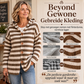 Gestreepte Gebreide Cardigan met Capuchon en Knoopsluiting