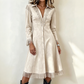 Elegante Suède-Look Jurk met Franjes en Knoopsluiting