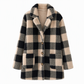 Warme Geruite Teddy Jas met Capuchon, Knoopsluiting en Zakken