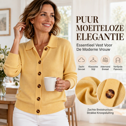 Elegante Gebreide Cardigan met Kraag en Knoopsluiting