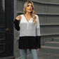 Gebreide hoodie met halve rits en colourblock design