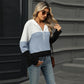 Gebreide hoodie met halve rits en colourblock design