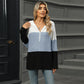 Gebreide hoodie met halve rits en colourblock design